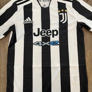 Kids Adidas Black and White Striped Jersey- size 11-12